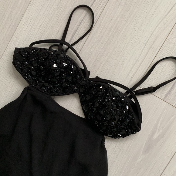 🆕 Nasty Gal beaded black hi-Lo sheer dress - Picture 2 of 6